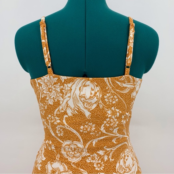 Joie NWT Burnt Orange and Off-White Floral V-Neck Sleeveless Midi Dress, Medium - Picture 9 of 17